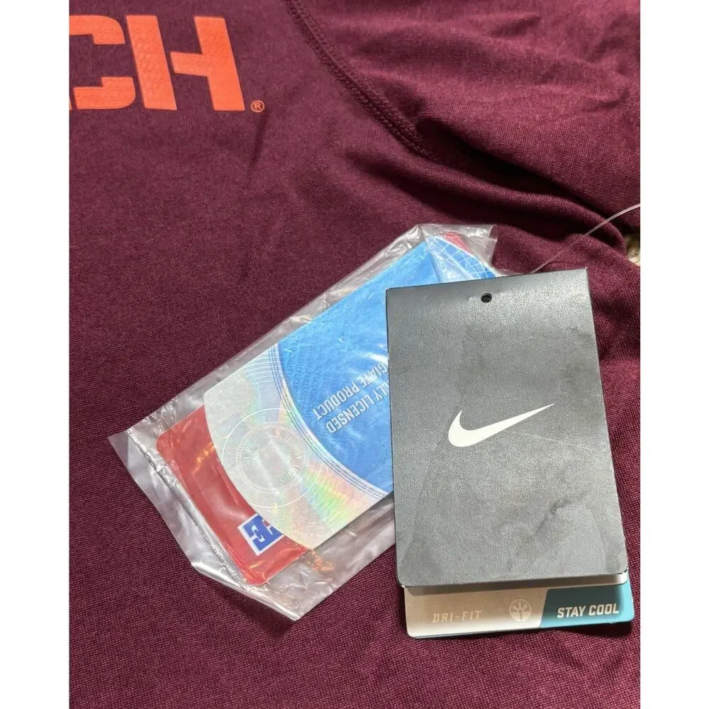Virginia Tech Hokies Football Nike Dri-Fit Short Sleeve Tee Men's Maroon NWT
